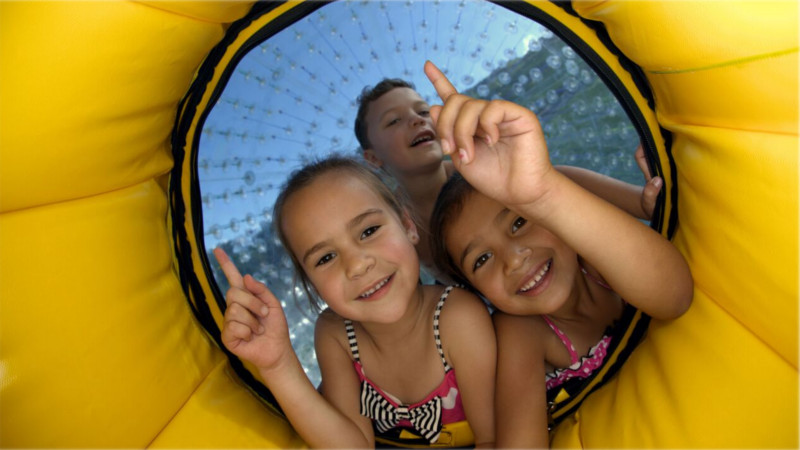 Experience the worlds longest zig-zag ride in a giant inflatable ball!

